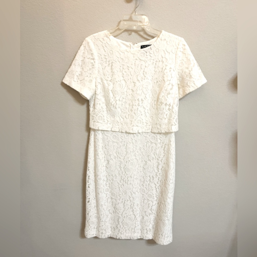 Ralph Lauren Ivory Lace Midi Dress